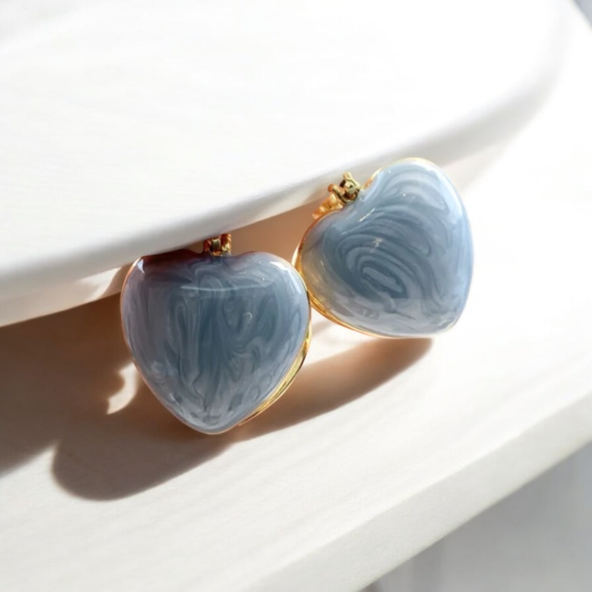 Enamel heart shaped hoop earrings