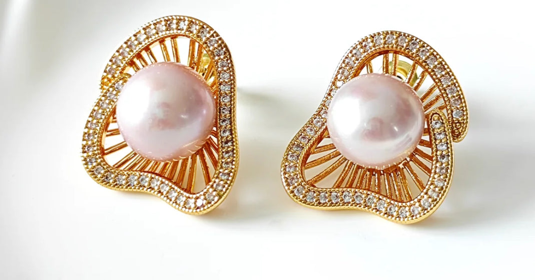 Lavender pearl earrings