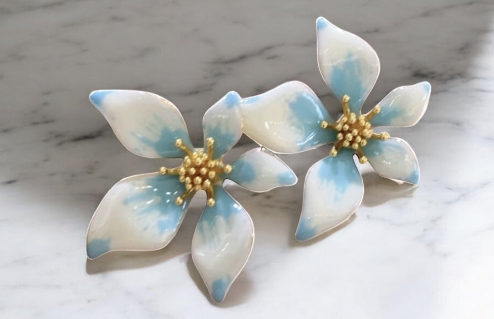 Flower enamel earrings