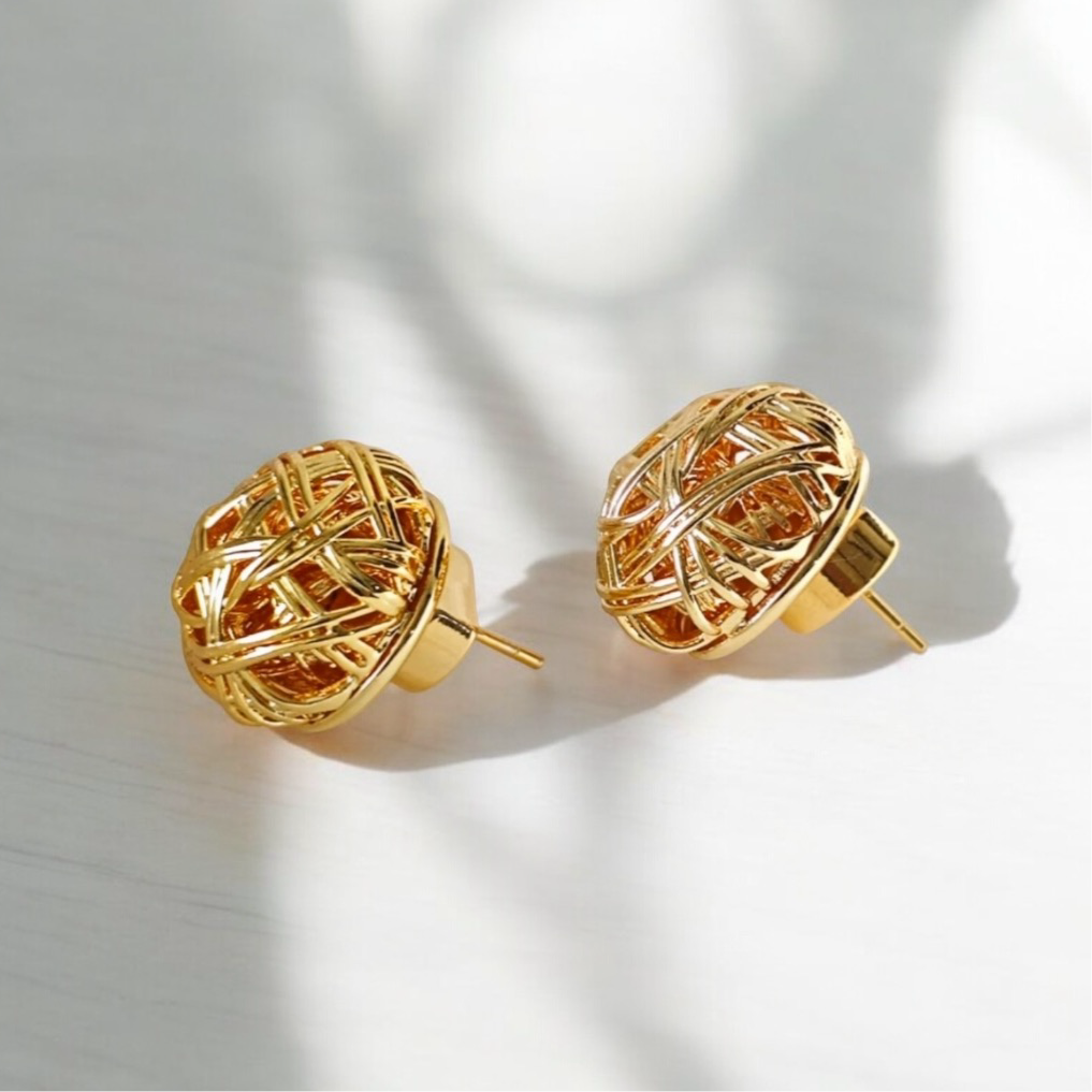 Golden ball earrings