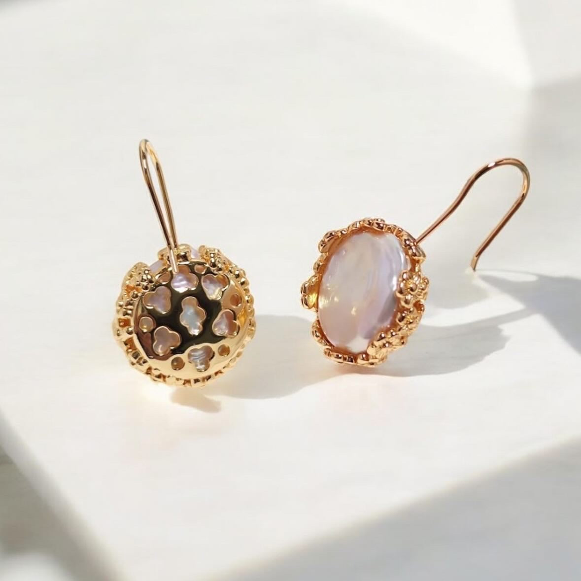 White lipped pearl oyster earrings