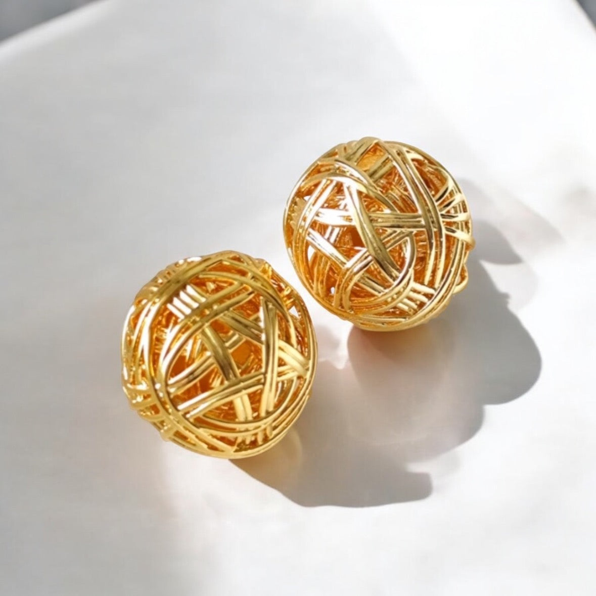 Golden ball earrings