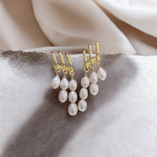 Golden hoop pearl Earrings