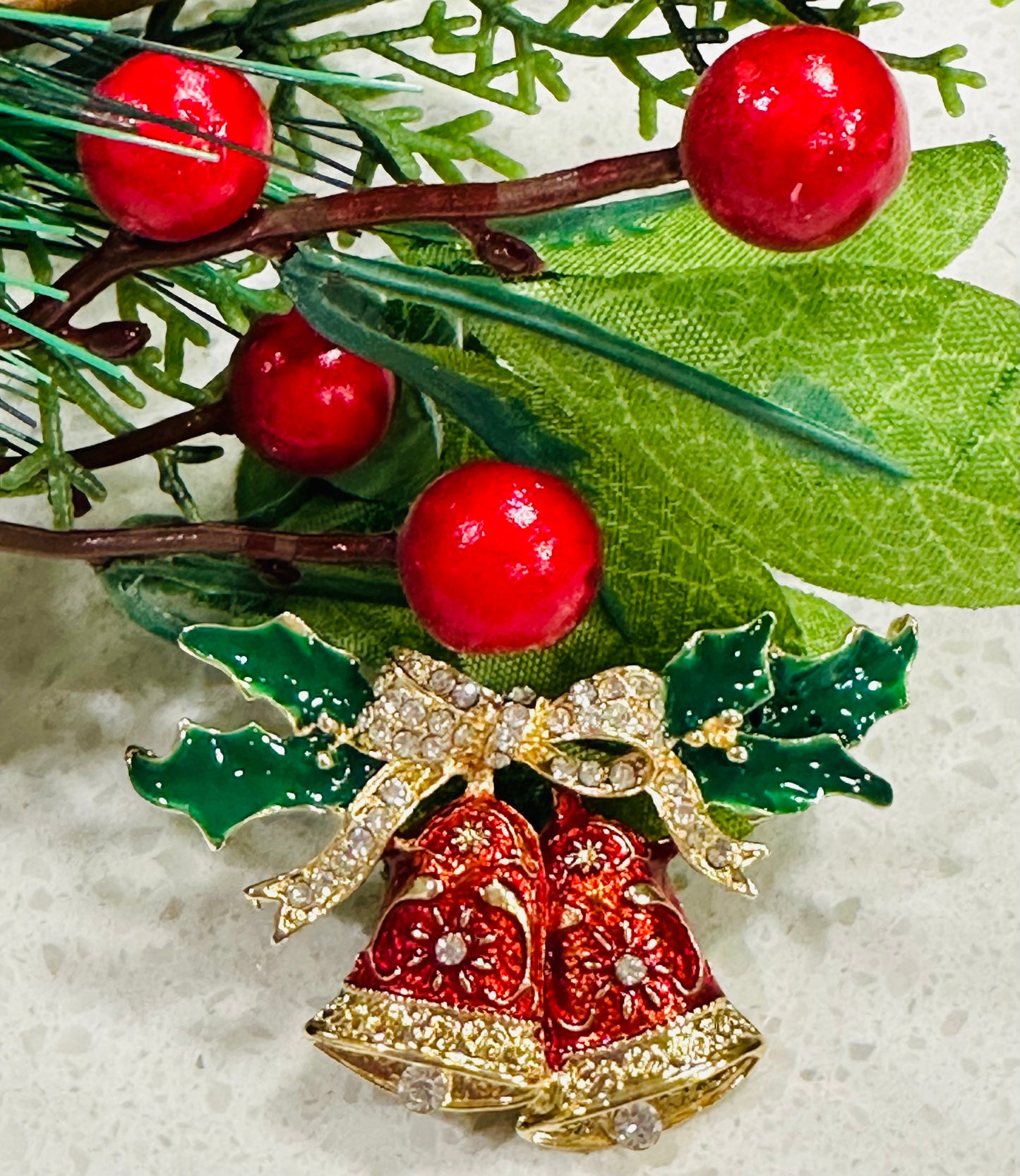 Christmas bell brooch