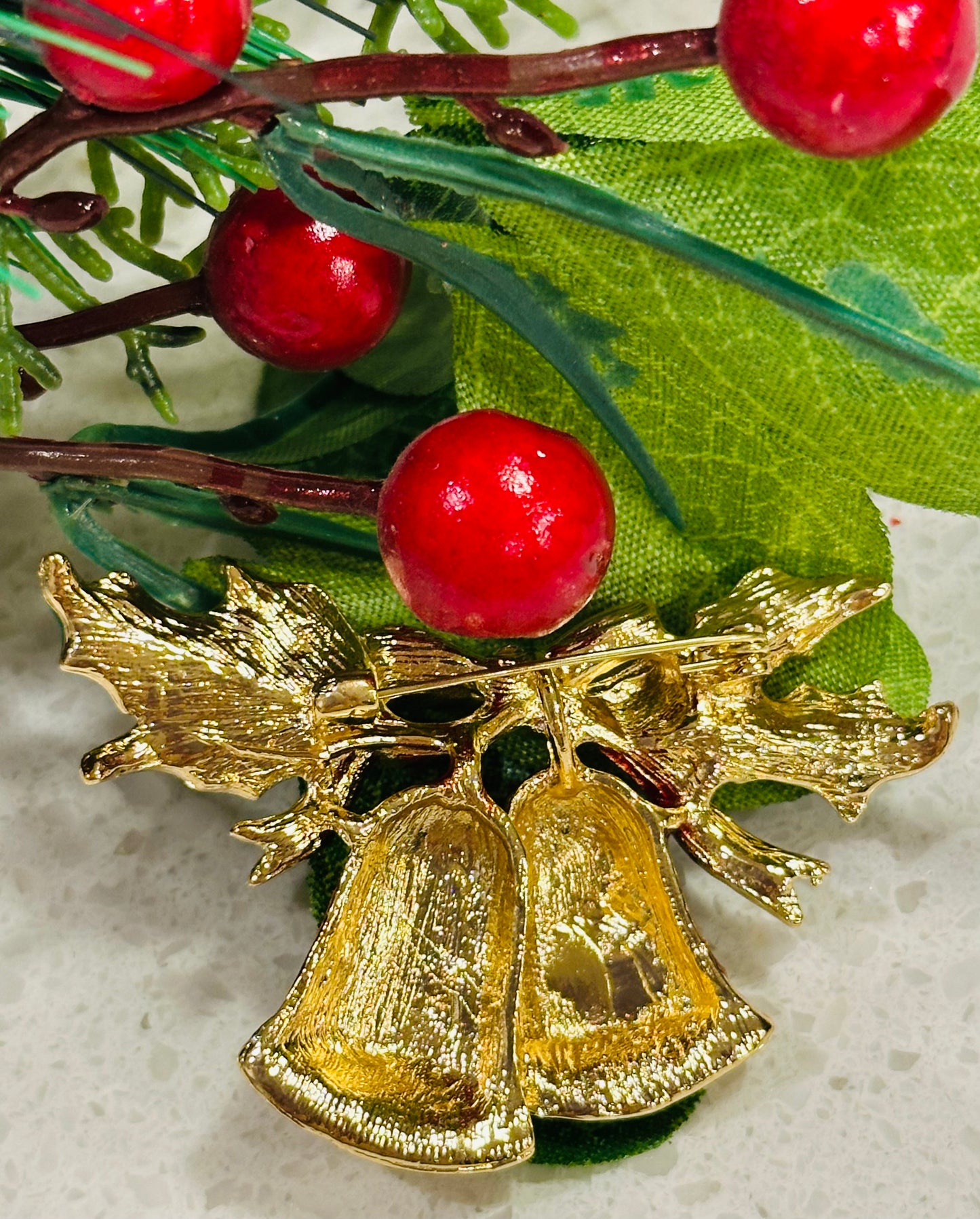 Christmas bell brooch