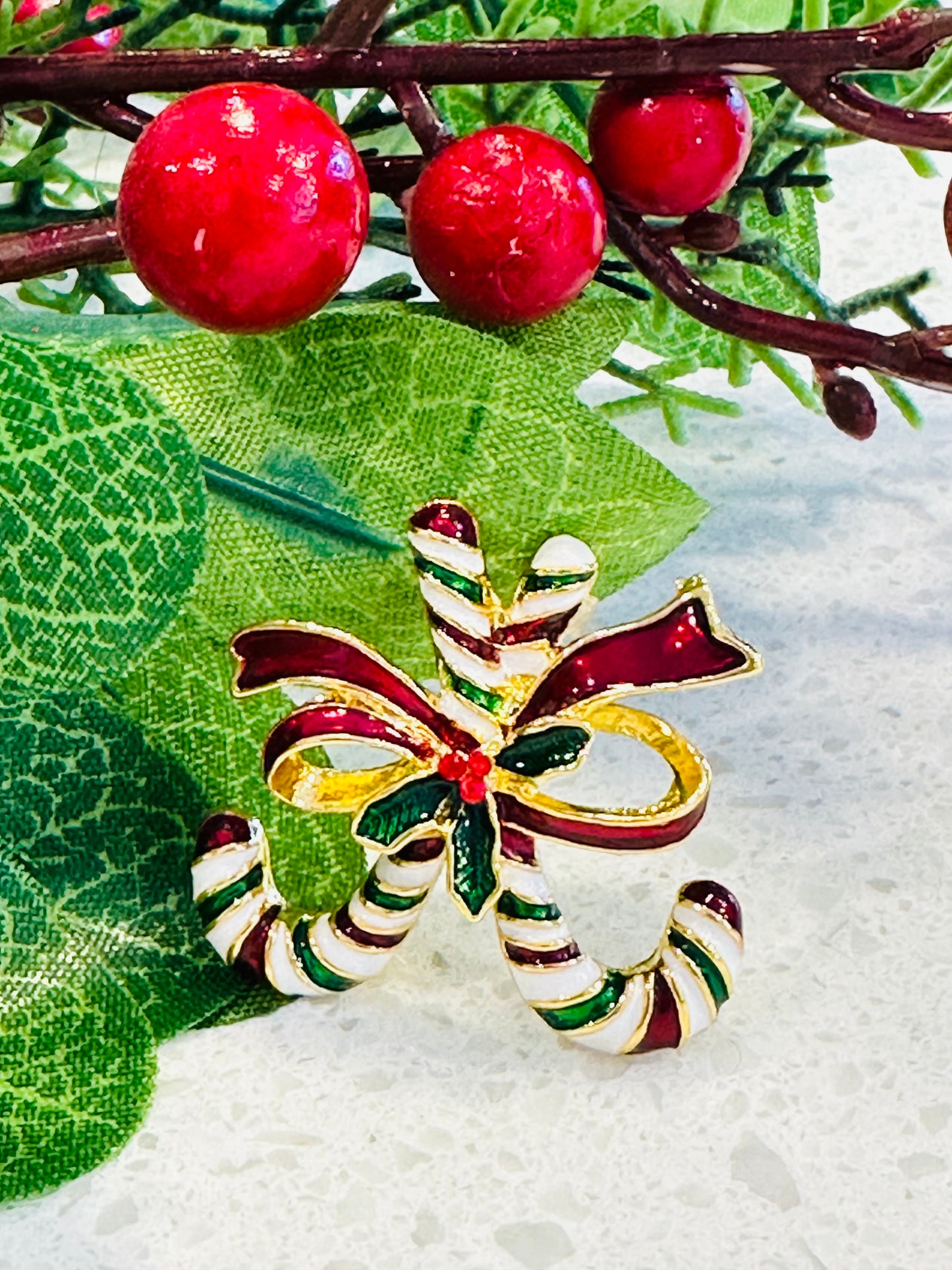 Candy cane brooch